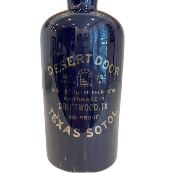 Desert Door Texas Sotol Cobalt Blue Embossed Ceramic FlipTop Liquor Btl. *Empty* - Picture 4 of 6